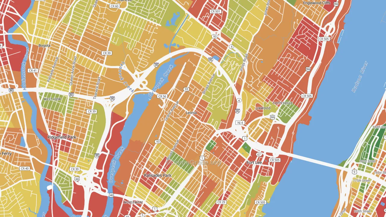 Leonia, NJ Map of Assault Rates