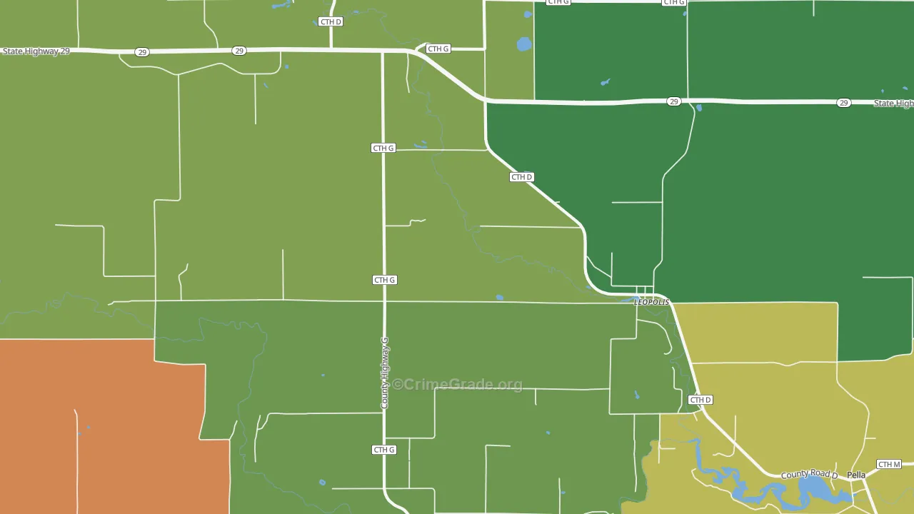 Leopolis, WI Map of Assault Rates