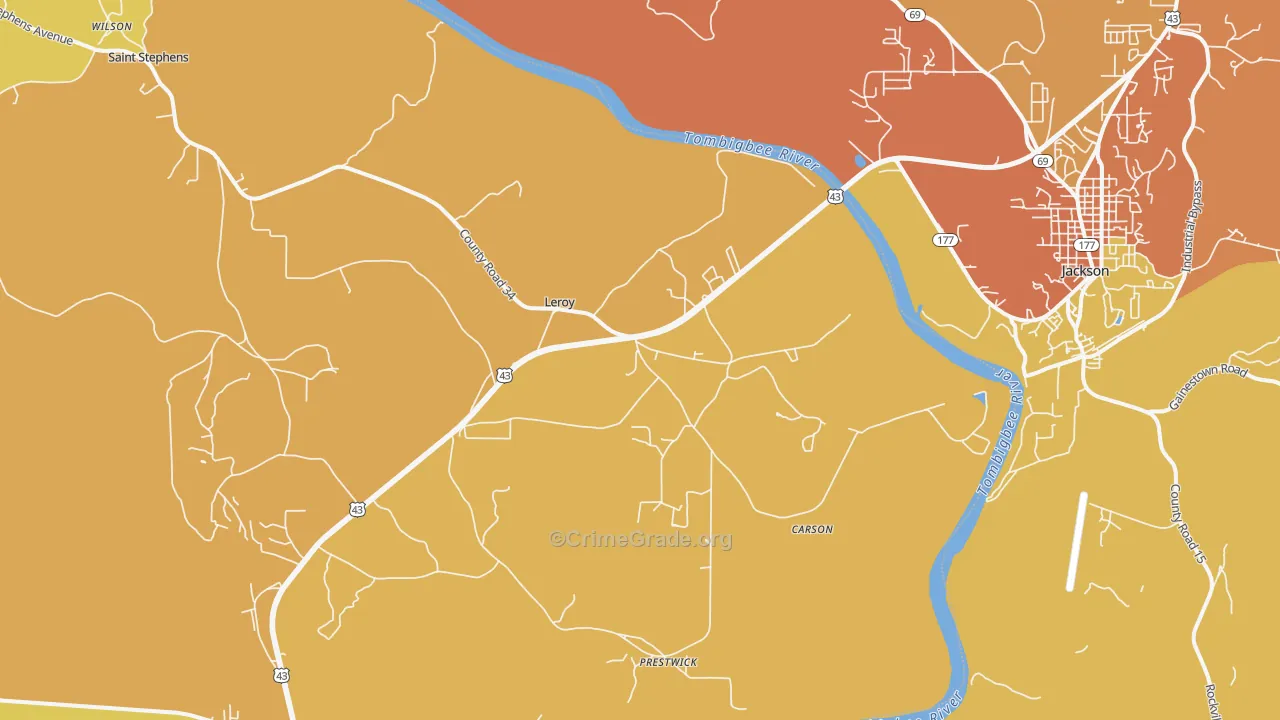 Leroy, AL Map of Assault Rates