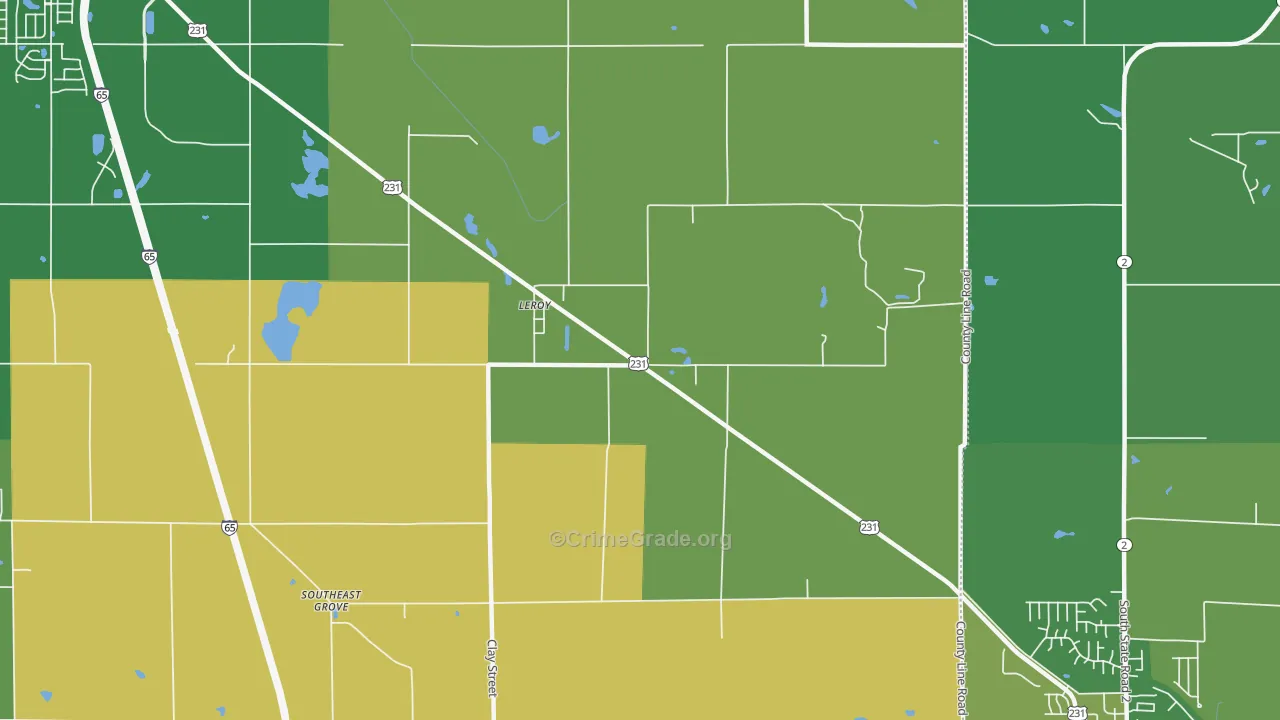 Leroy, IN Map of Assault Rates