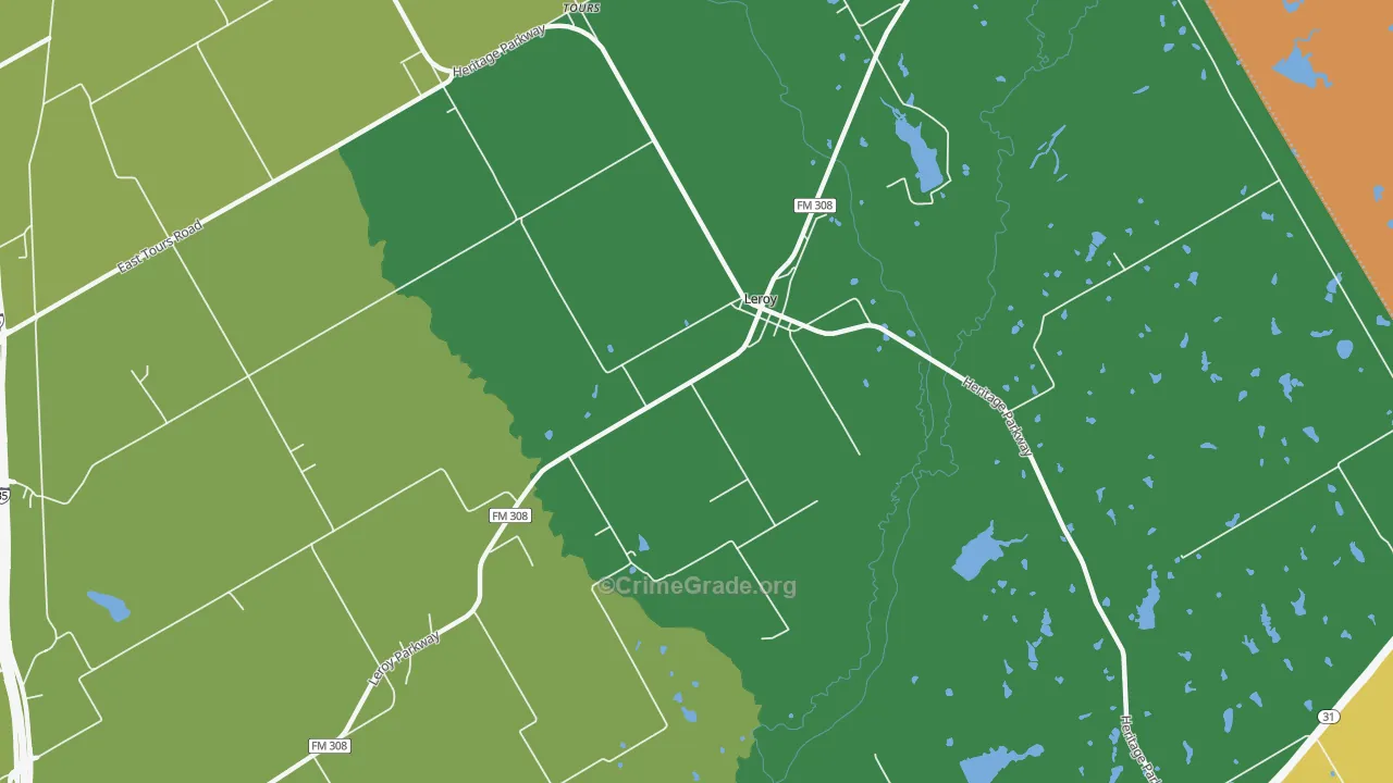 Leroy, TX Map of Assault Rates