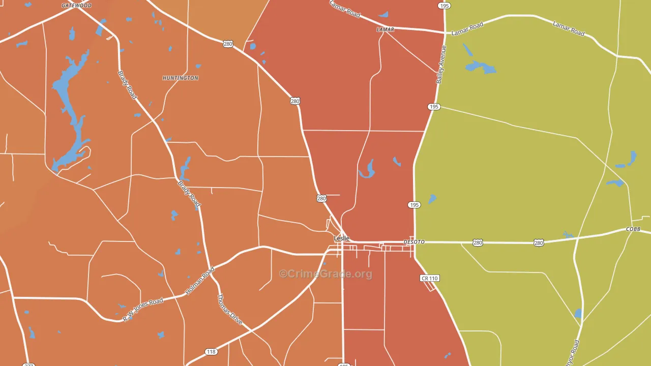 Leslie, GA Map of Assault Rates