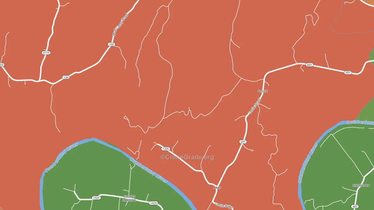 Leslie, KY Map of Assault Rates