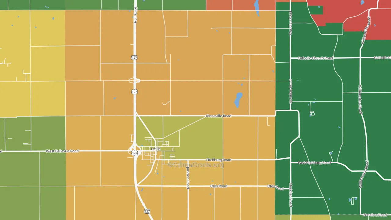Leslie, MI Map of Assault Rates