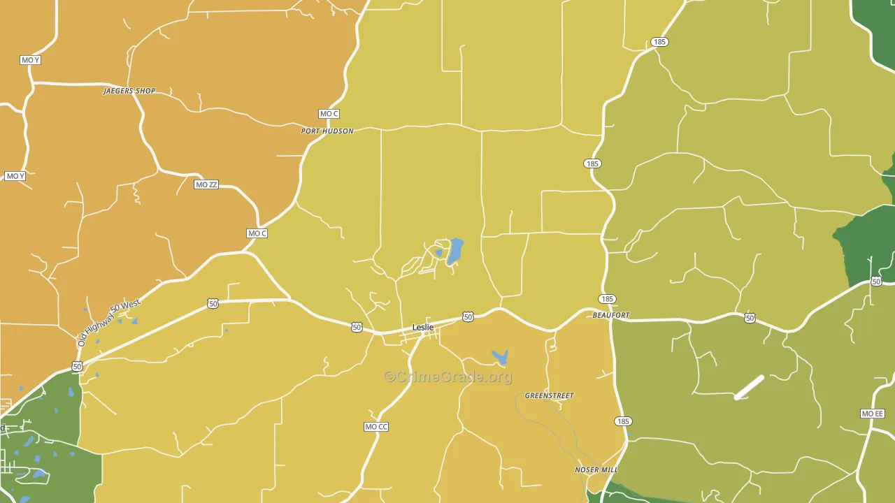 Leslie, MO Map of Assault Rates