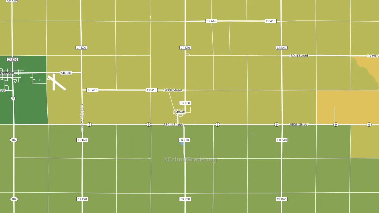Lester, IA Map of Assault Rates