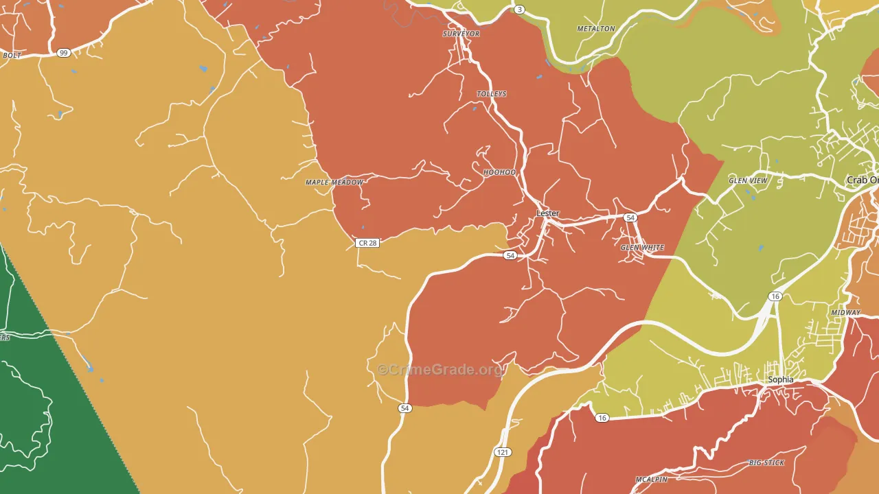 Lester, WV Map of Assault Rates