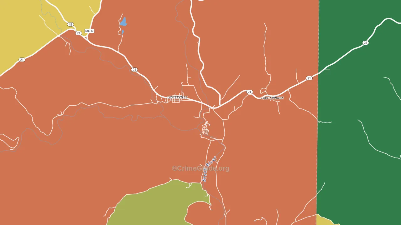 Lesterville, MO Map of Assault Rates