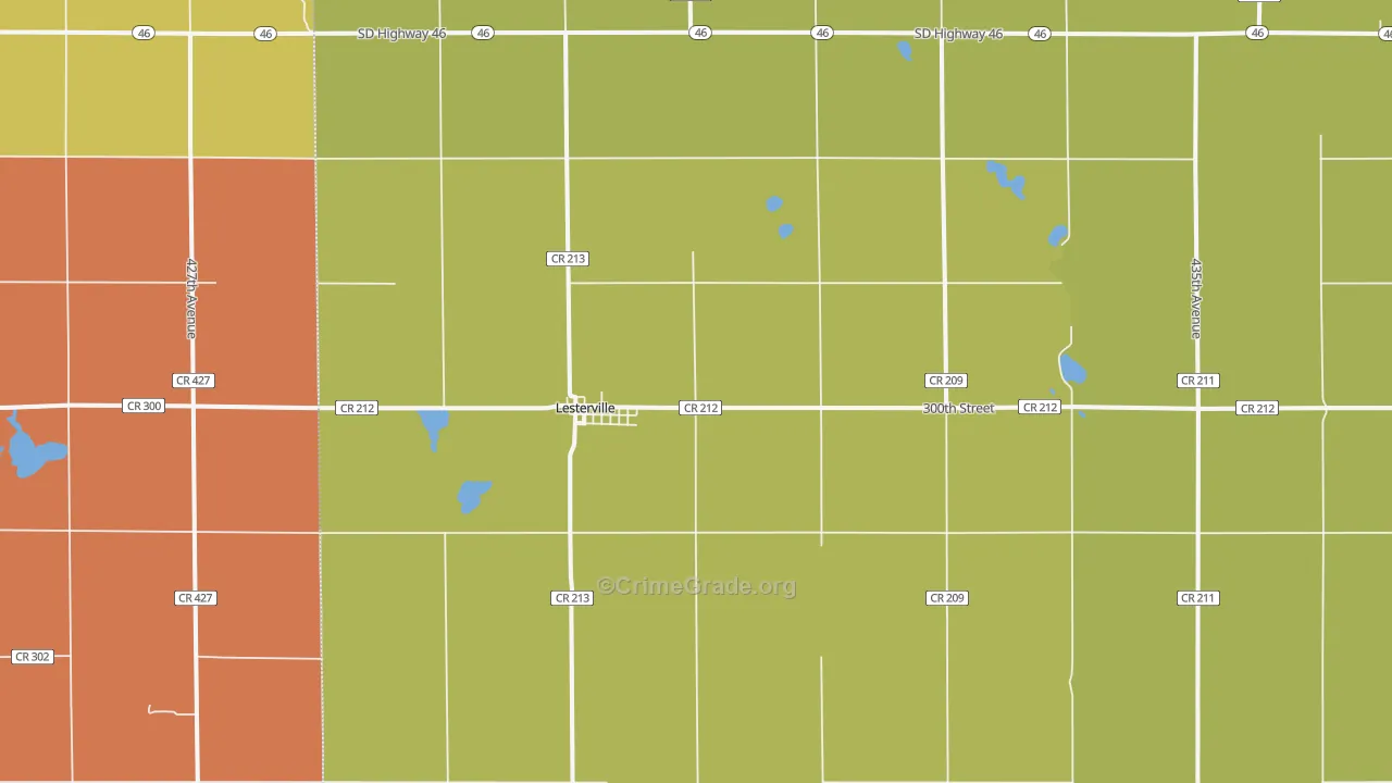 Lesterville, SD Map of Assault Rates