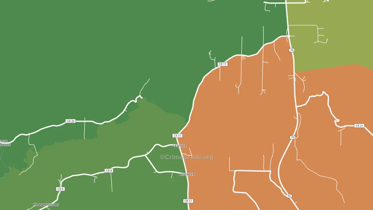 Letcher, AL Map of Assault Rates