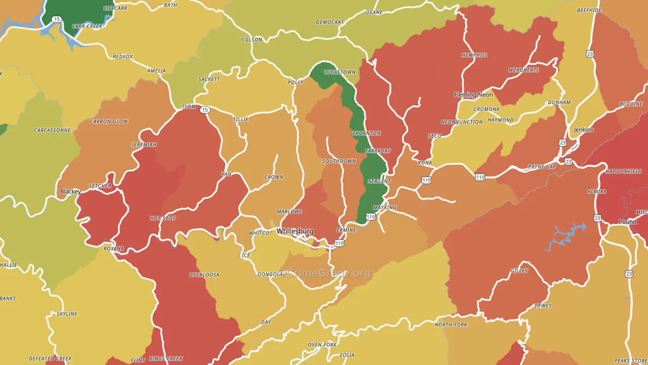 Letcher County, KY Map of Assault Rates