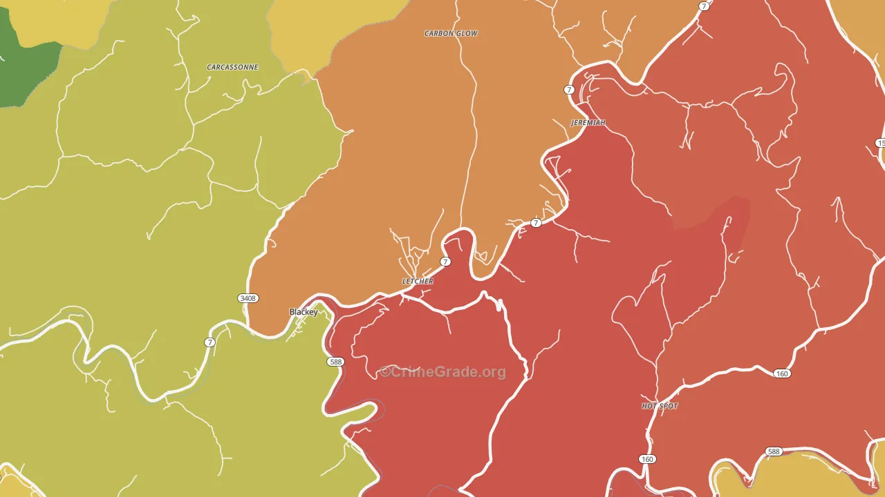 Letcher, KY Map of Assault Rates