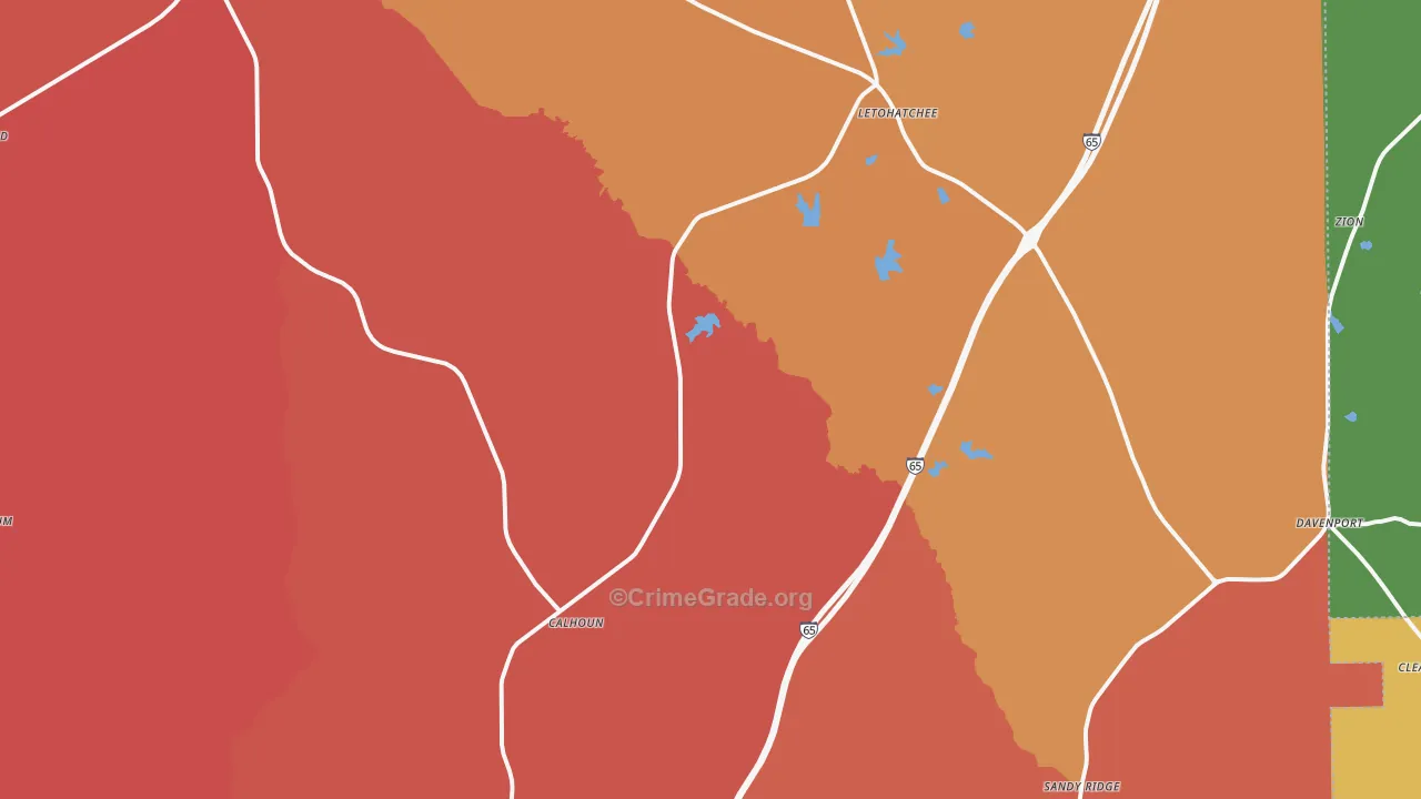 Letohatchee, AL Map of Assault Rates