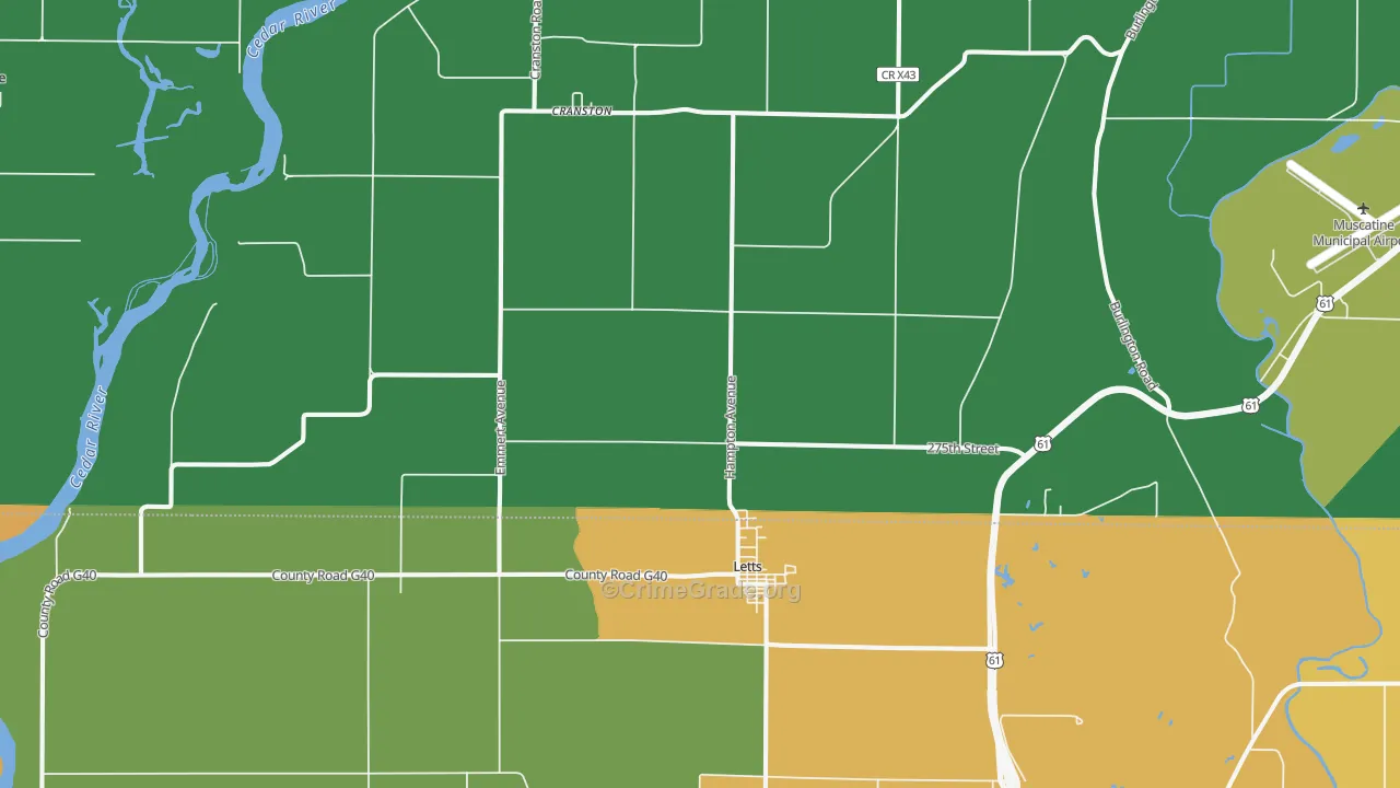 Letts, IA Map of Assault Rates