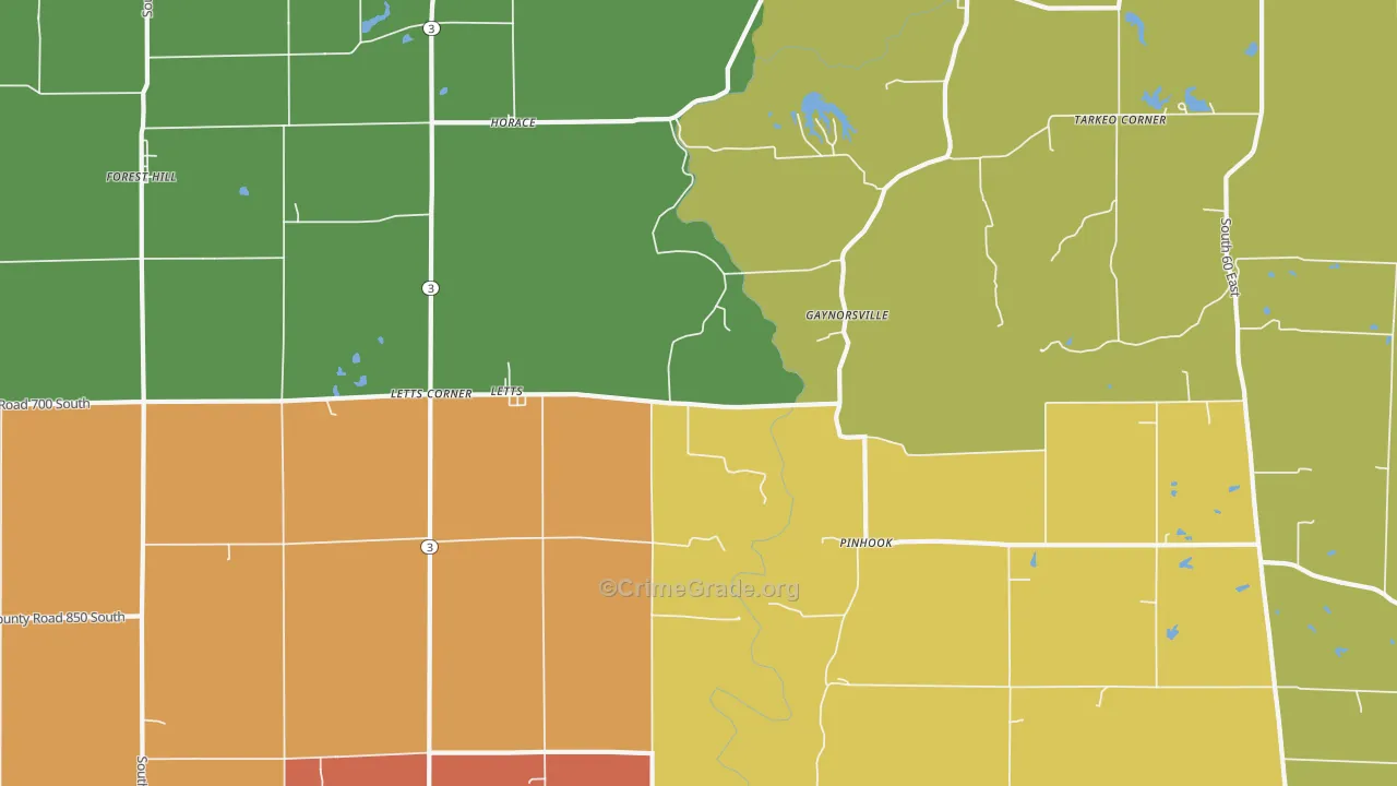 Letts, IN Map of Assault Rates