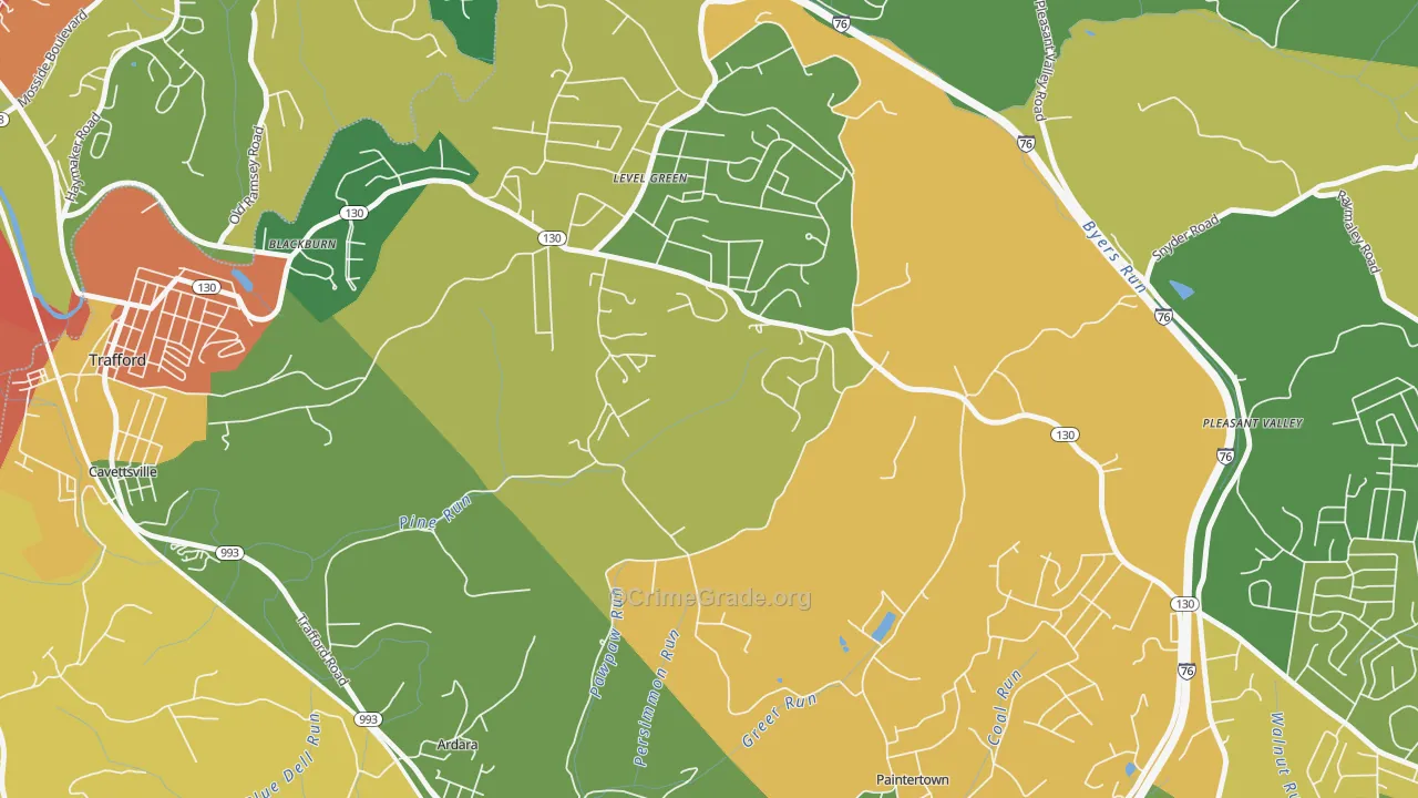 Level Green, PA Map of Assault Rates