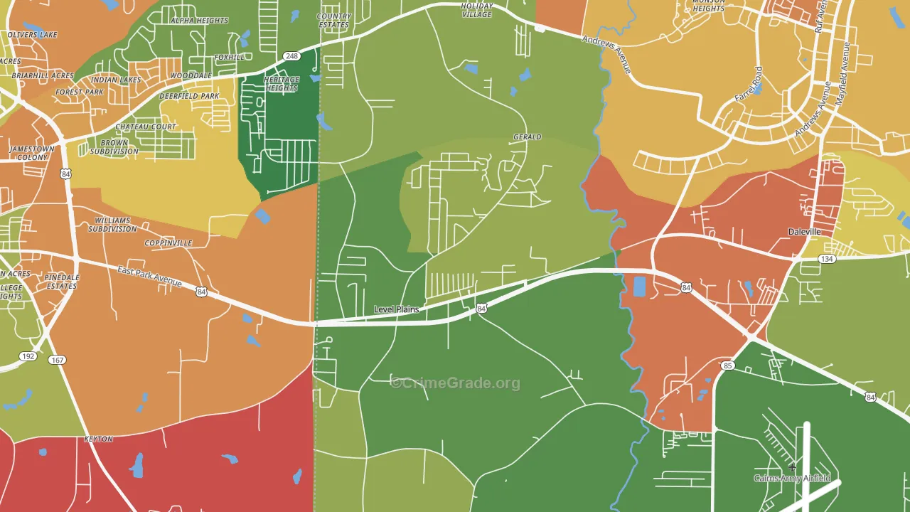 Level Plains, AL Map of Assault Rates