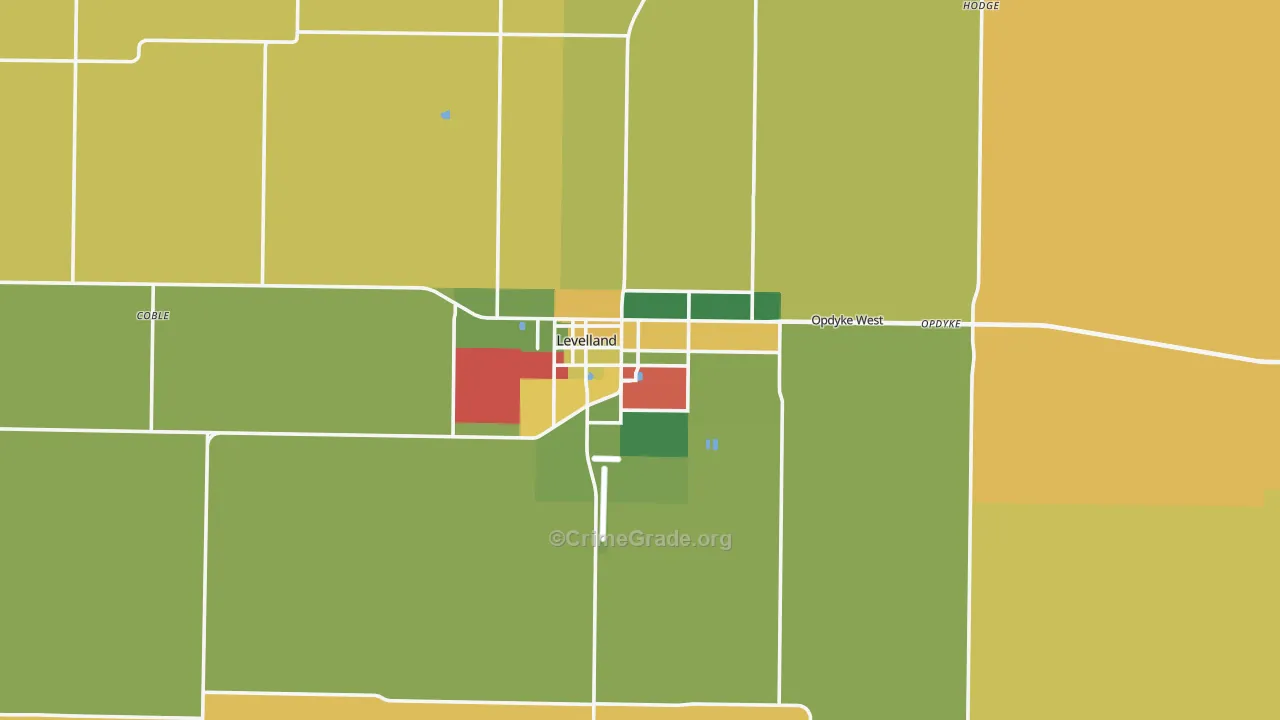 Levelland, TX Map of Assault Rates