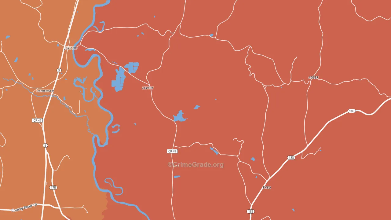 Levert, AL Map of Assault Rates