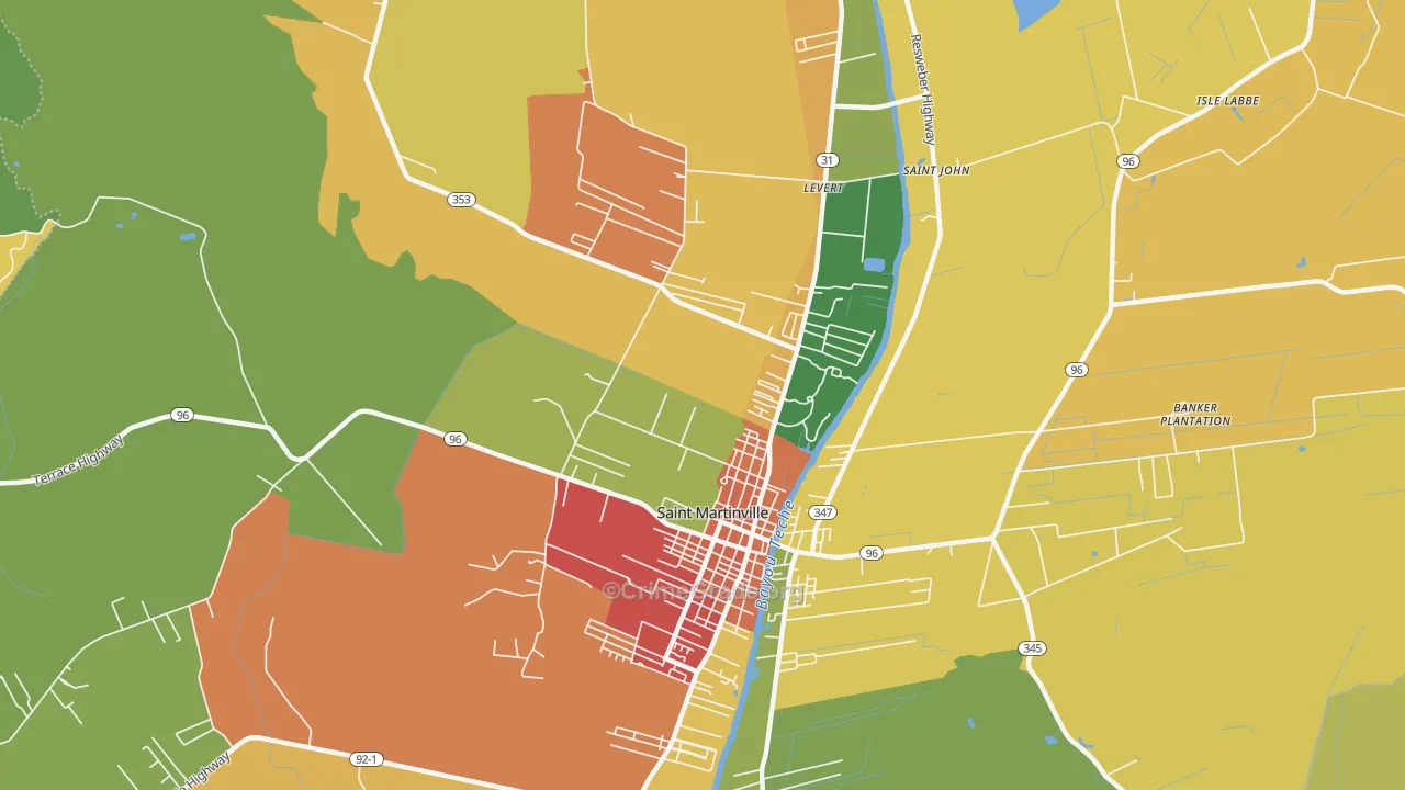 Levert, LA Map of Assault Rates