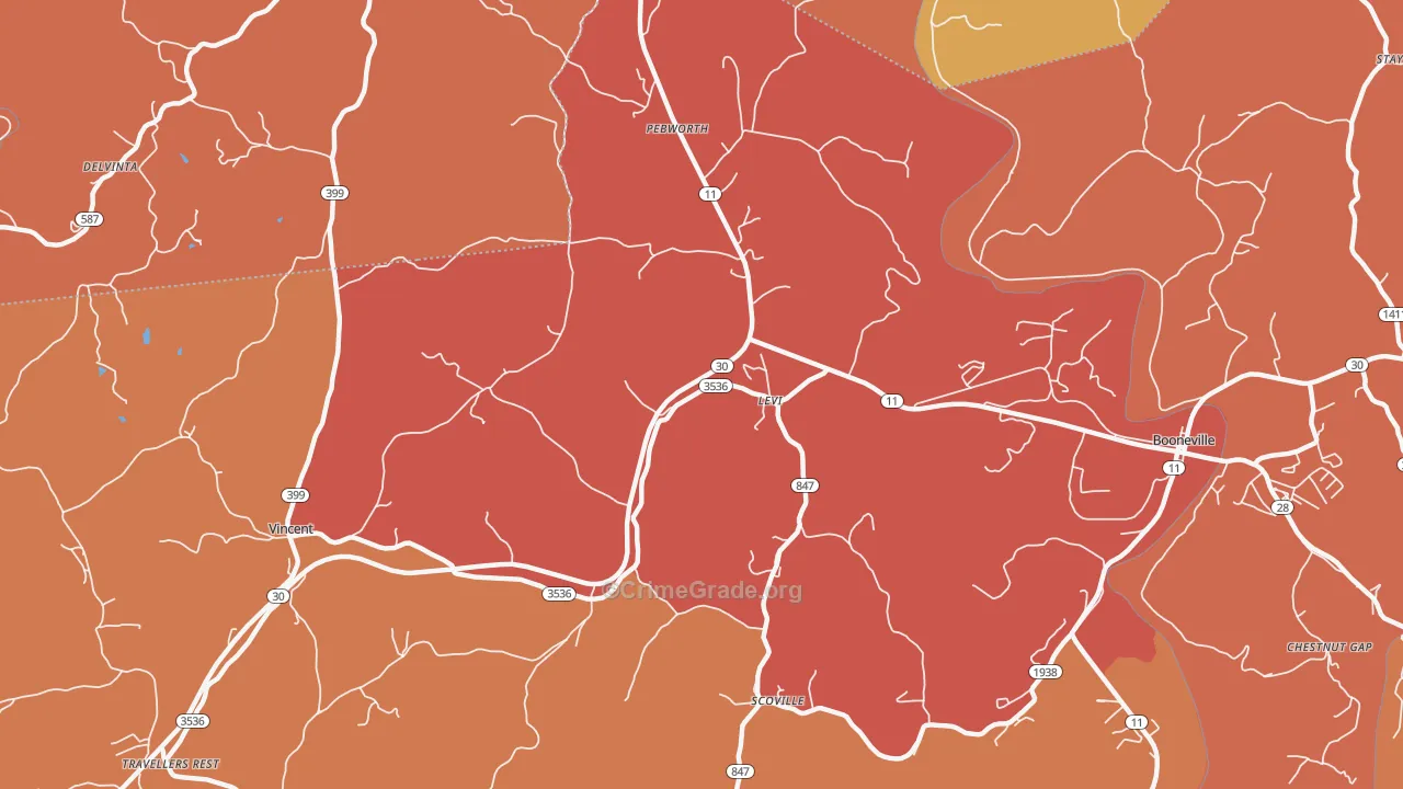 Levi, KY Map of Assault Rates