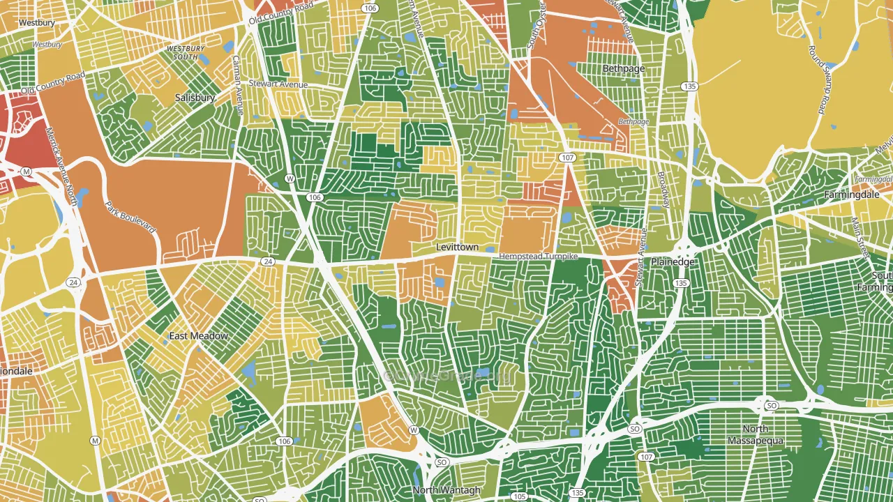 Levittown, NY Map of Assault Rates