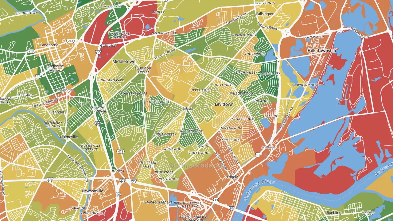 Levittown, PA Map of Assault Rates