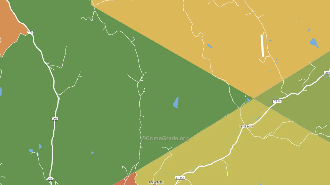 Lewbeach, NY Map of Assault Rates