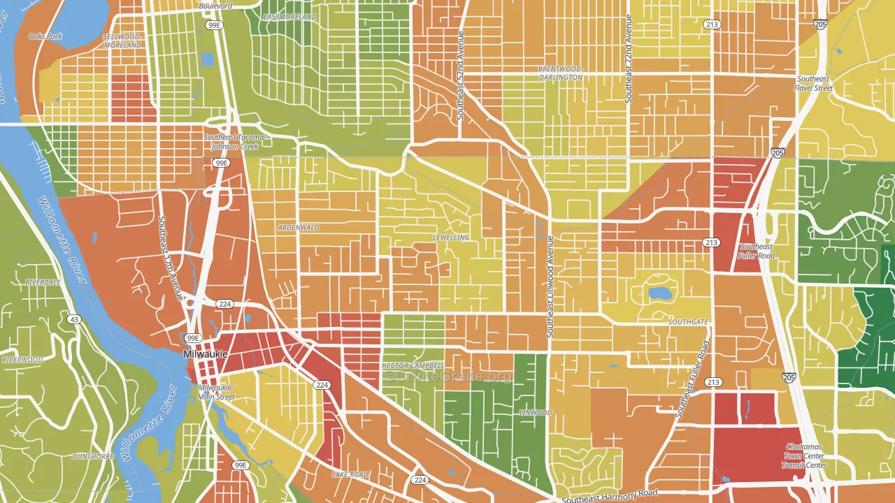 Lewelling, Milwaukie, OR Map of Assault Rates