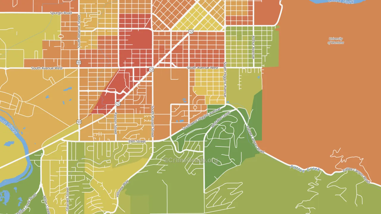 Lewis and Clark, Missoula, MT Map of Assault Rates