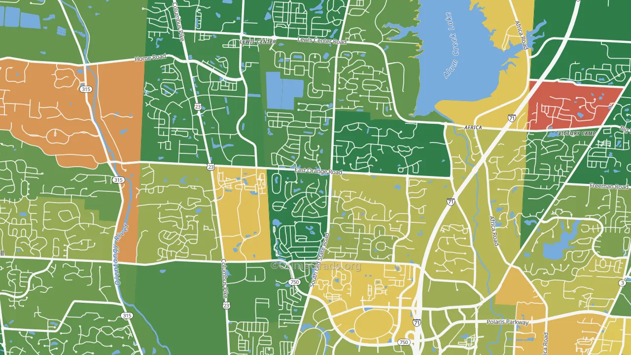 Lewis Center, OH Map of Assault Rates