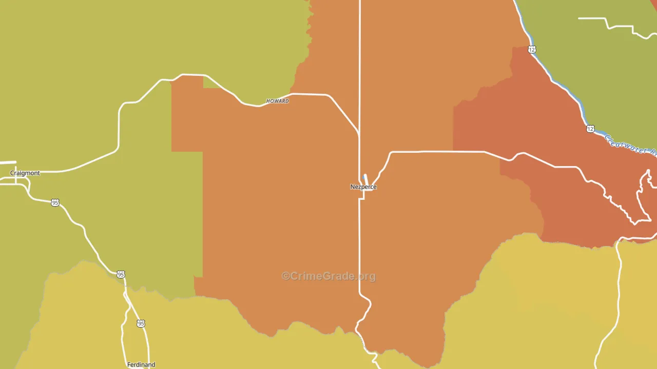 Lewis County, ID Map of Assault Rates