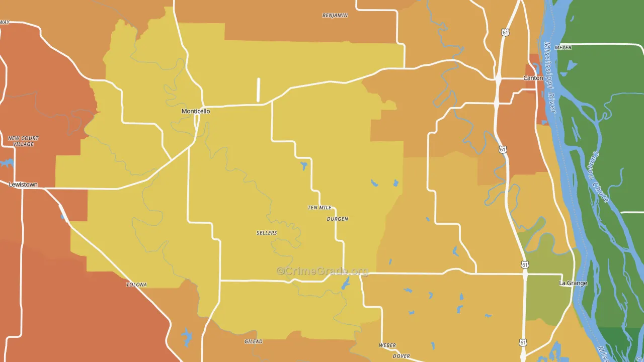 Lewis County, MO Map of Assault Rates