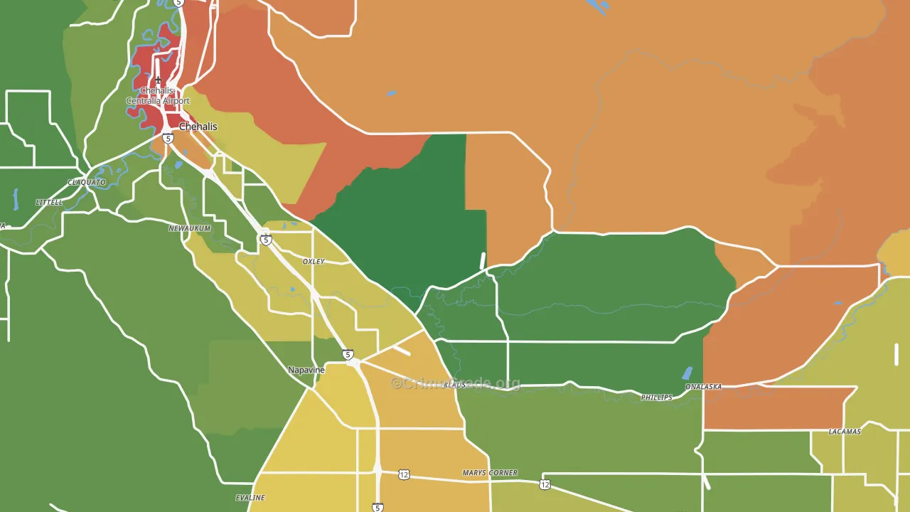 Lewis County, WA Map of Assault Rates