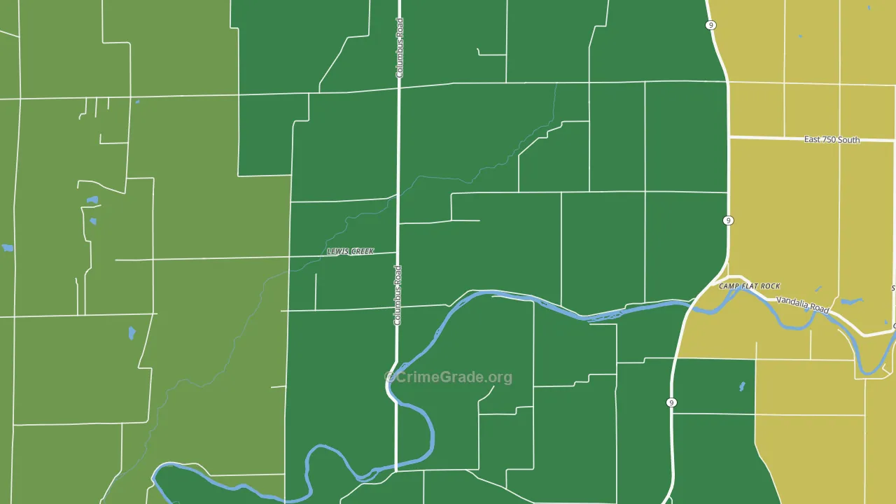Lewis Creek, IN Map of Assault Rates