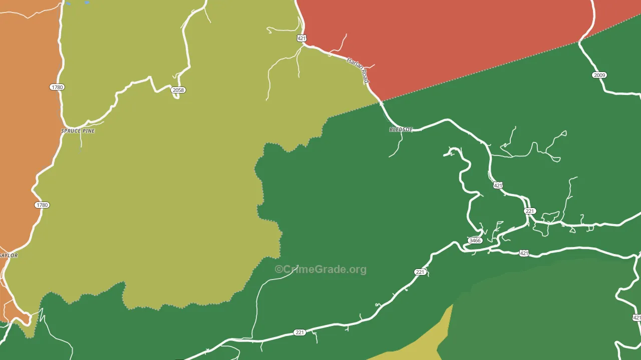 Lewis Creek, KY Map of Assault Rates