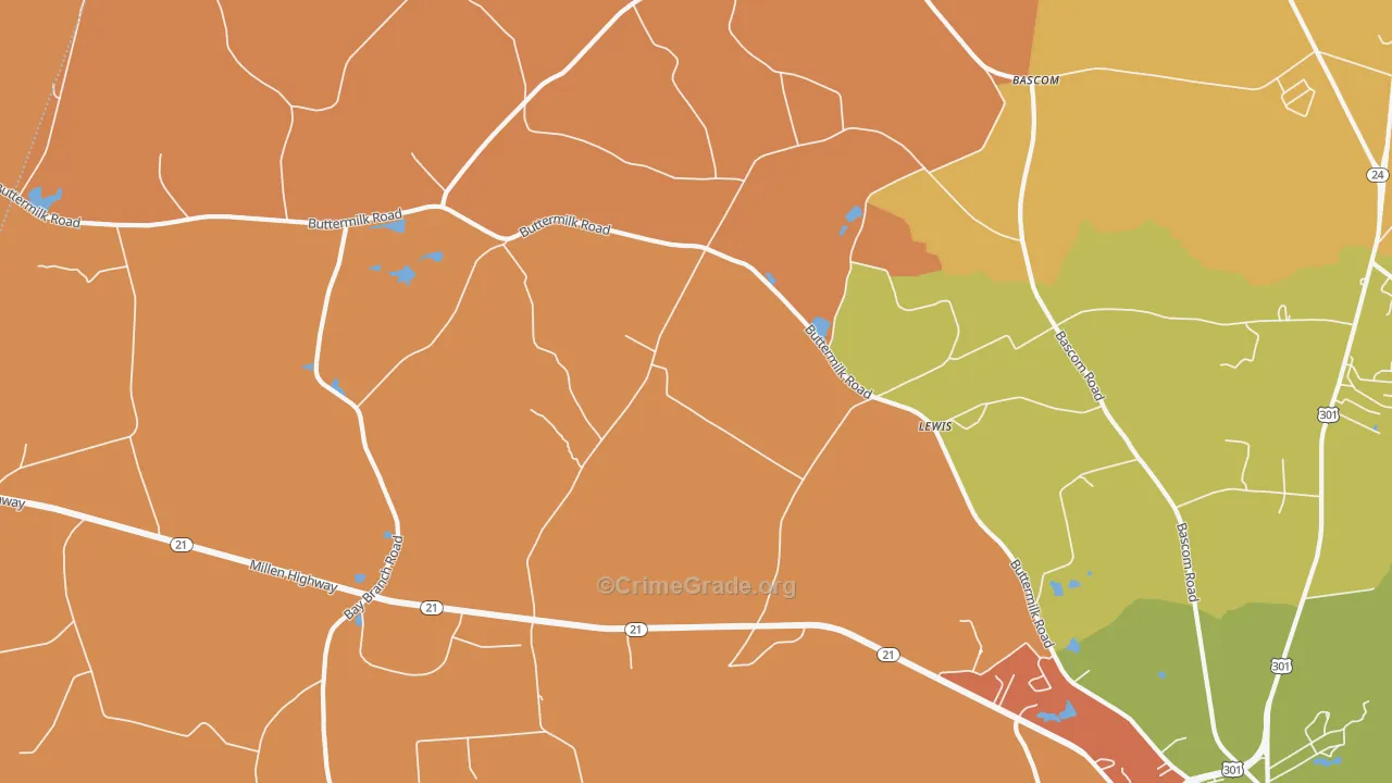 Lewis, GA Map of Assault Rates