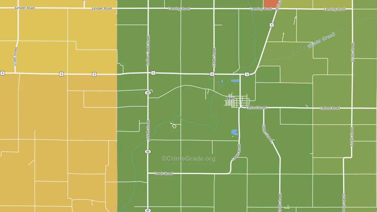 Lewis, IA Map of Assault Rates