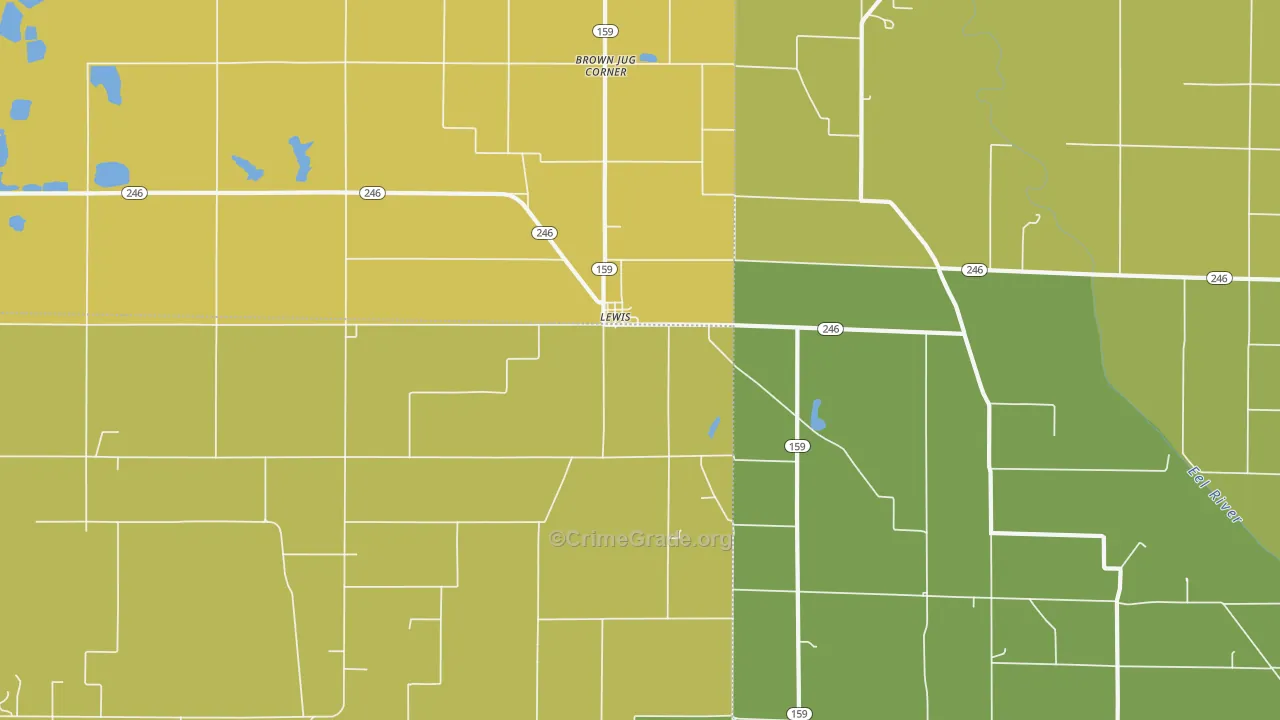 Lewis, IN Map of Assault Rates