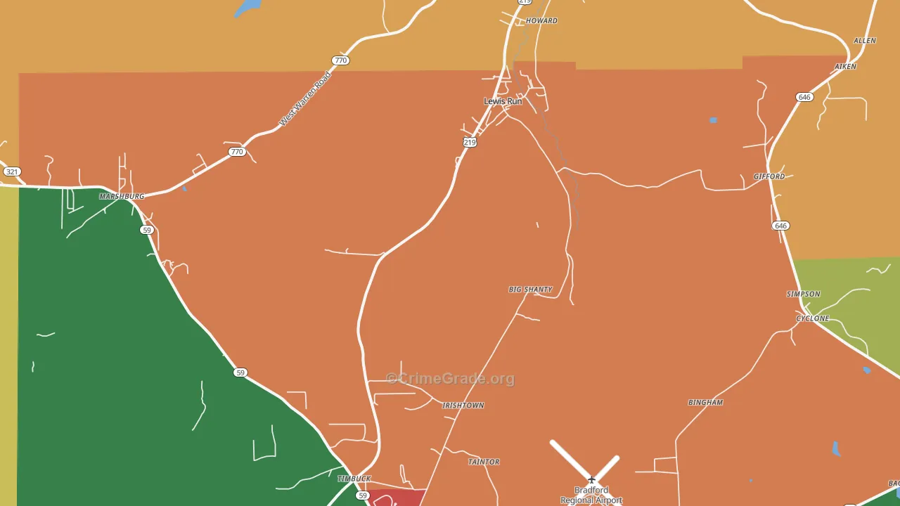 Lewis Run, PA Map of Assault Rates