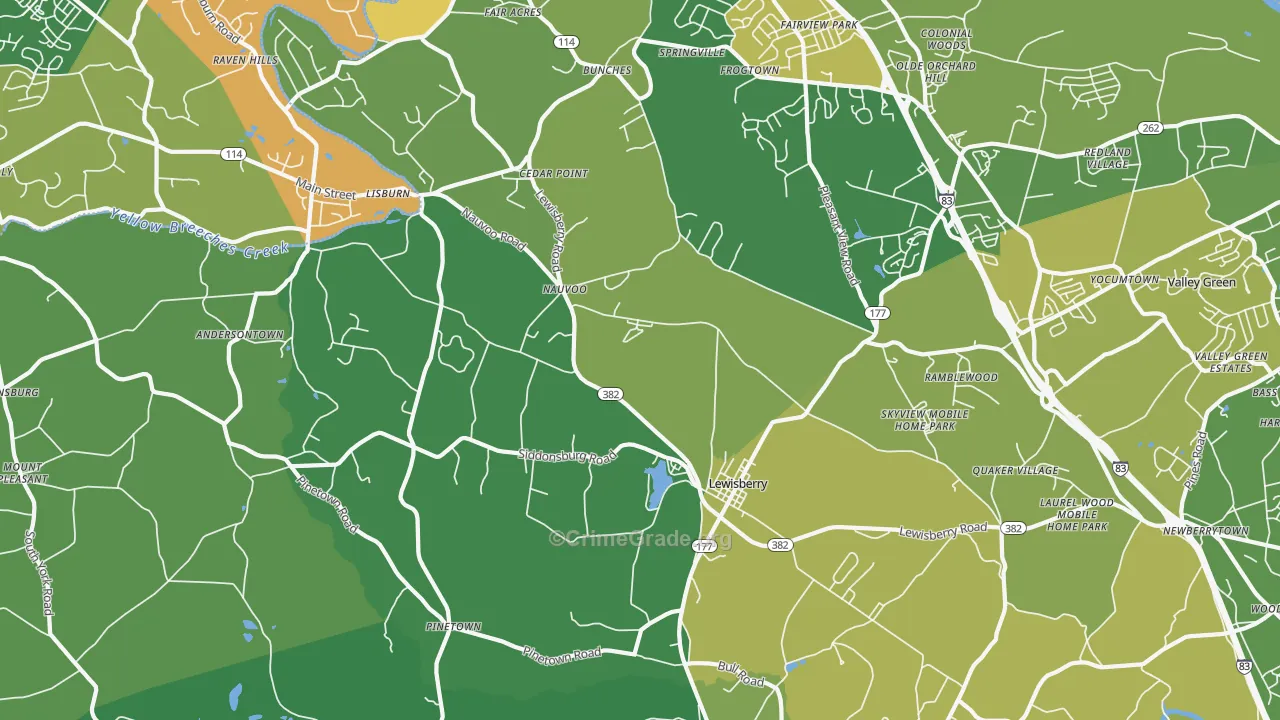 Lewisberry, PA Map of Assault Rates