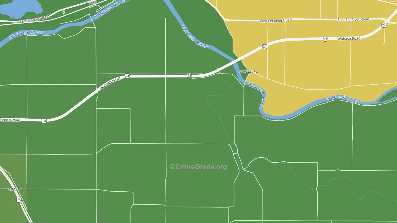 Lewisburg, IN Map of Assault Rates