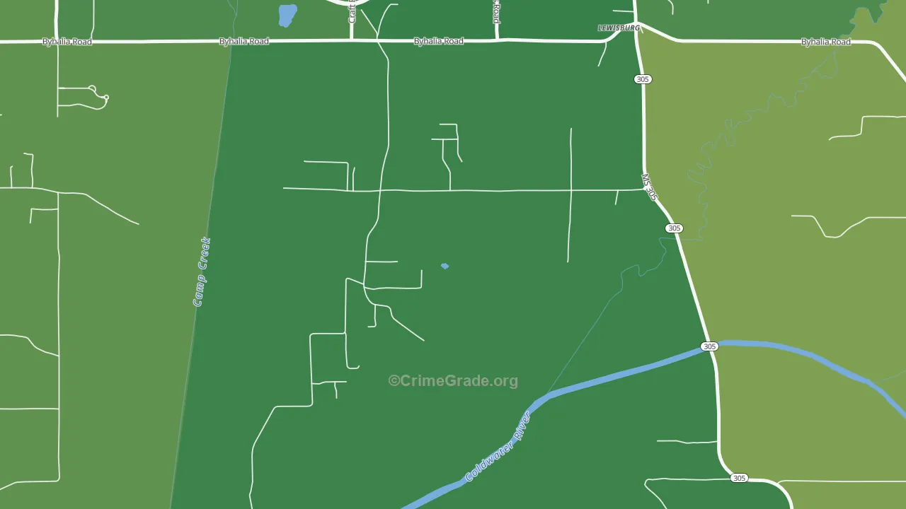 Lewisburg, MS Map of Assault Rates