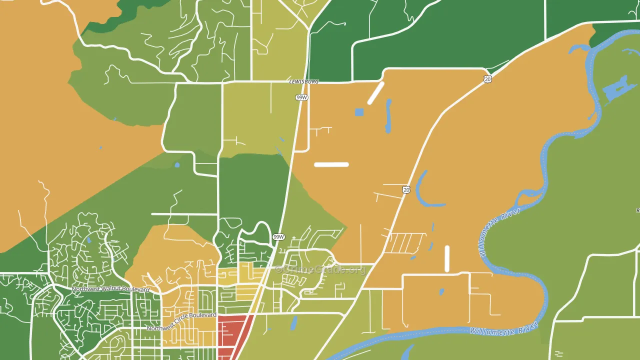 Lewisburg, OR Map of Assault Rates