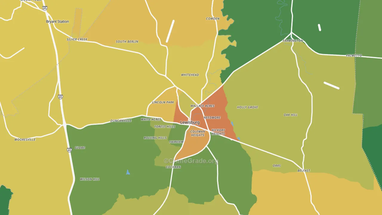 Lewisburg, TN Map of Assault Rates