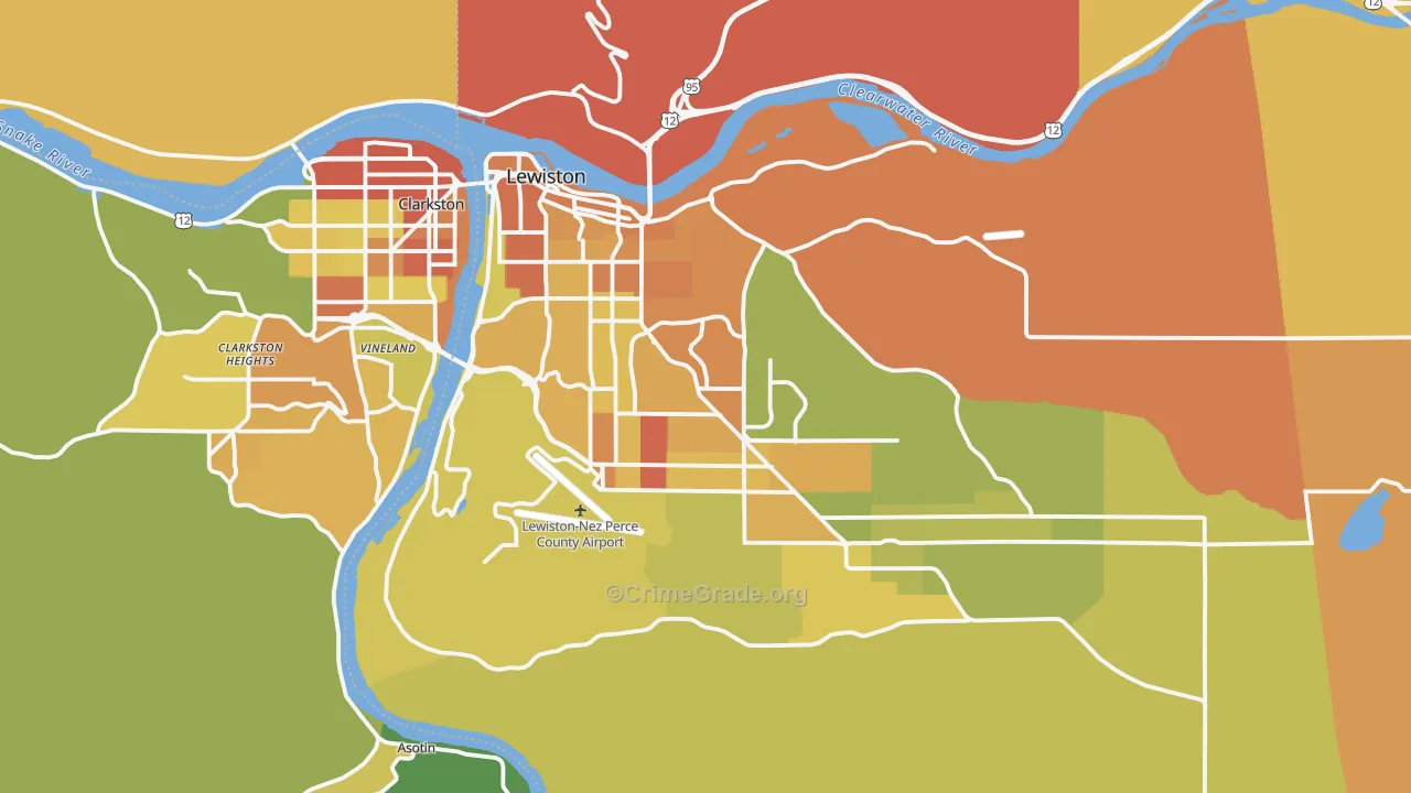 Lewiston, ID Map of Assault Rates