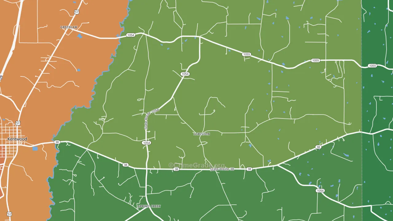 Lewiston, LA Map of Assault Rates