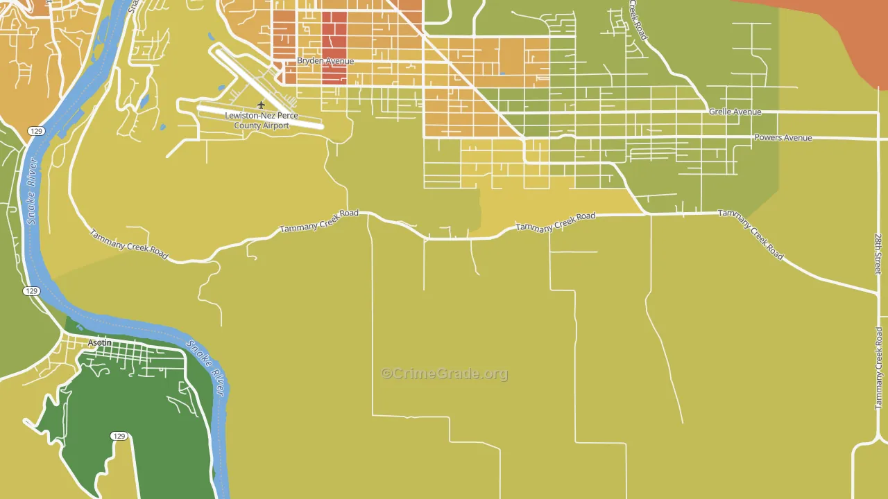 Lewiston Orchards, ID Map of Assault Rates