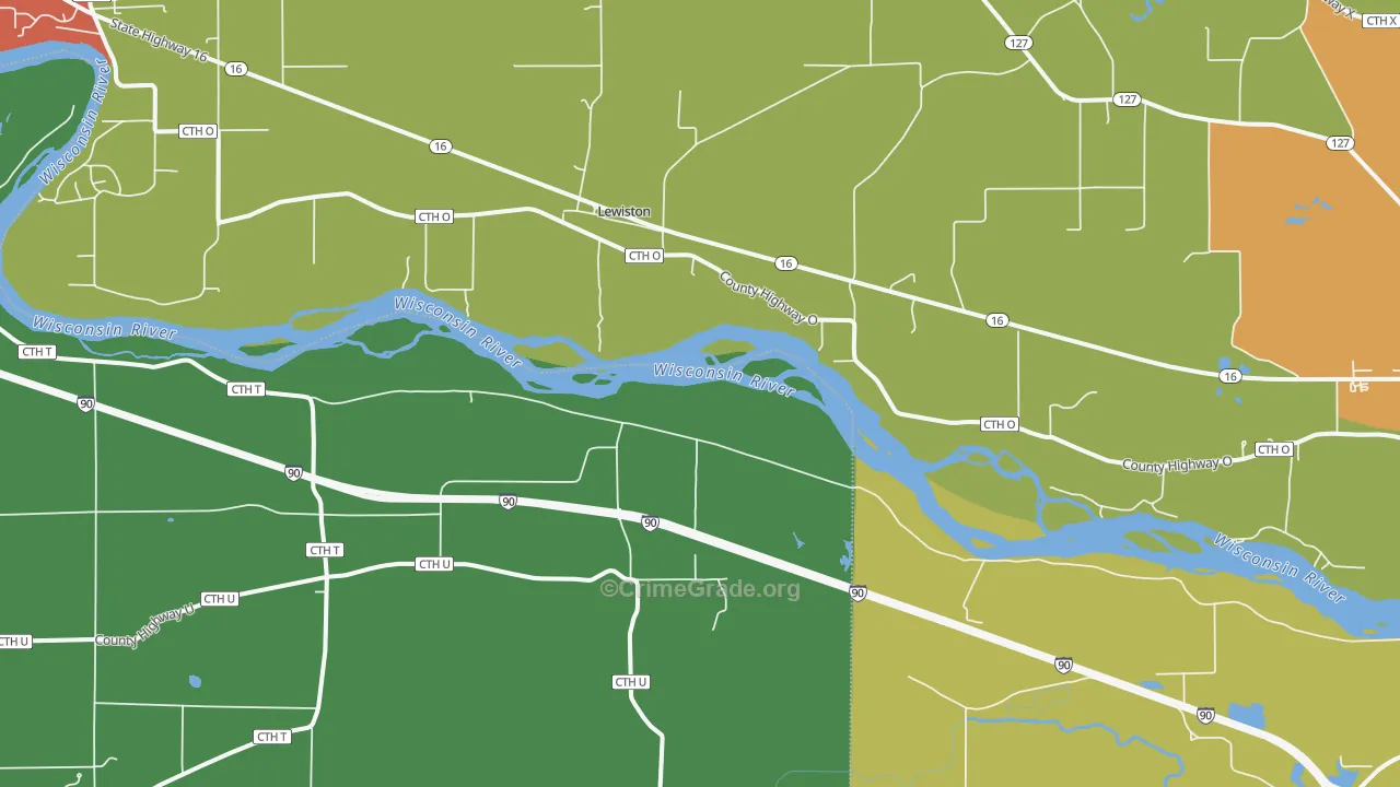 Lewiston, WI Map of Assault Rates