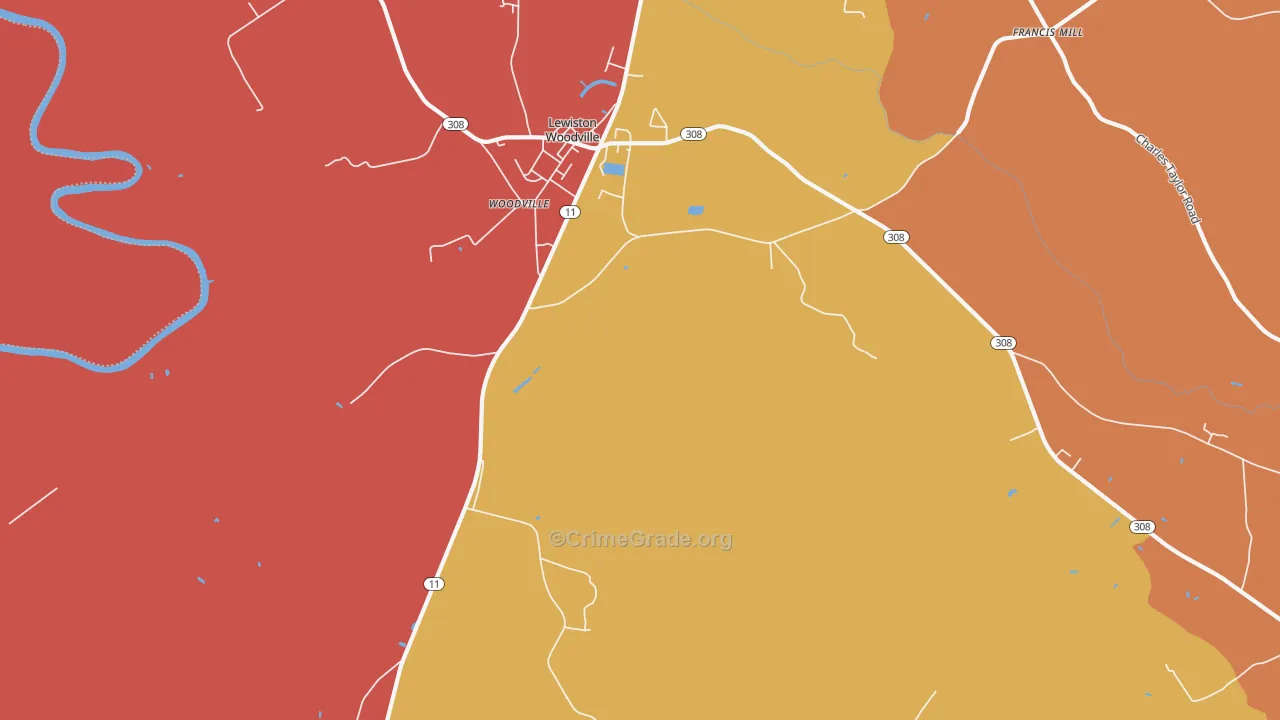 Lewiston Woodville, NC Map of Assault Rates